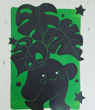 plant friend: linocut 2023